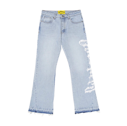 Godspeed OG Logo Flared Printed Jeans Blue