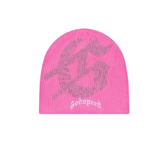 Godspeed OG Logo Studded Beanie Pink