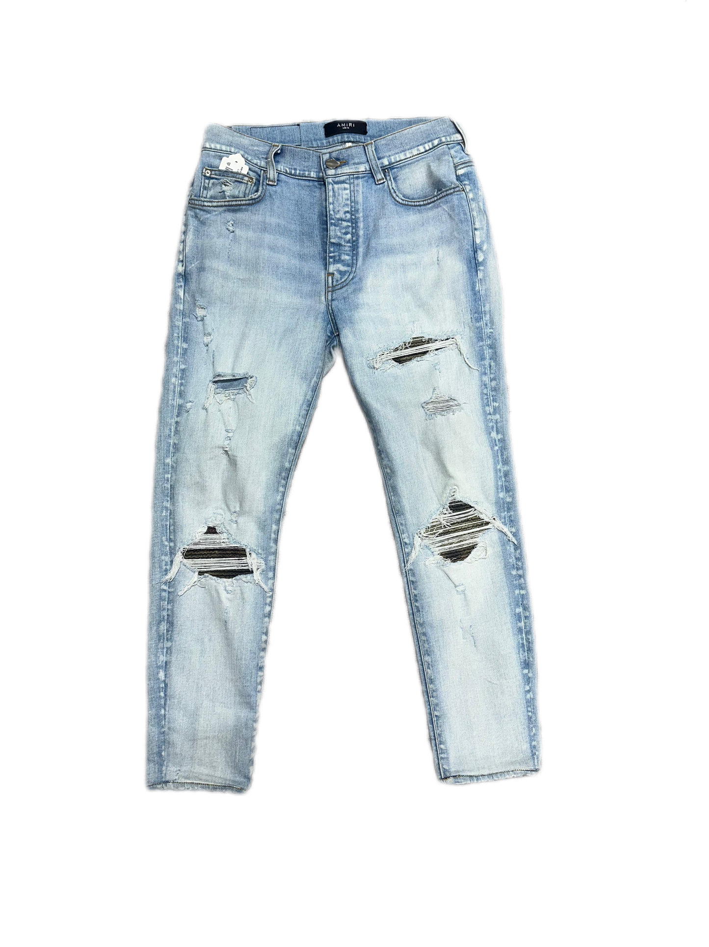Amiri Jeans MX1 Camo Patch Light Indigo (PREOWNED) Size:32