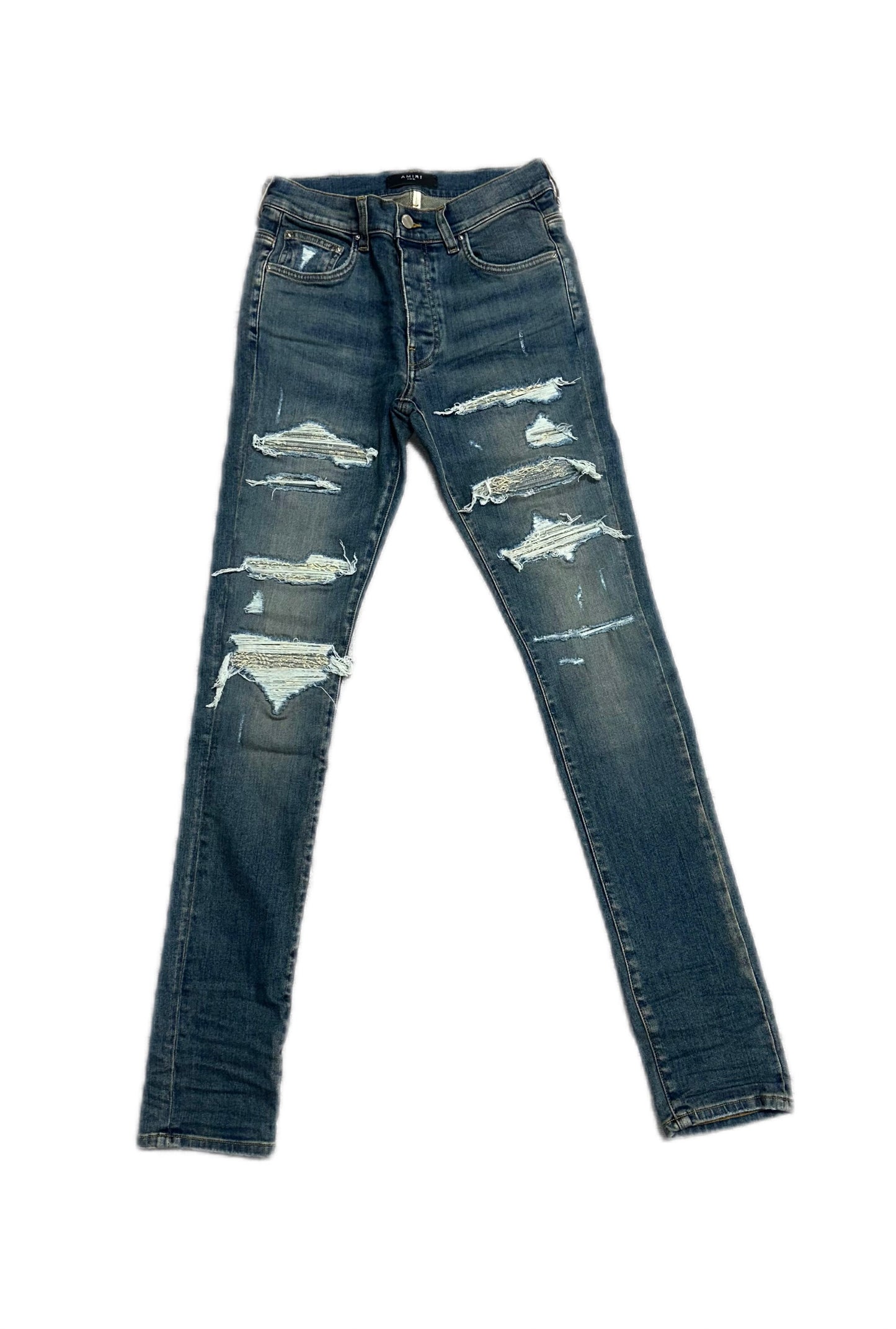 Amiri Jeans Thrasher Bandana Jacquard Crafted Indigo