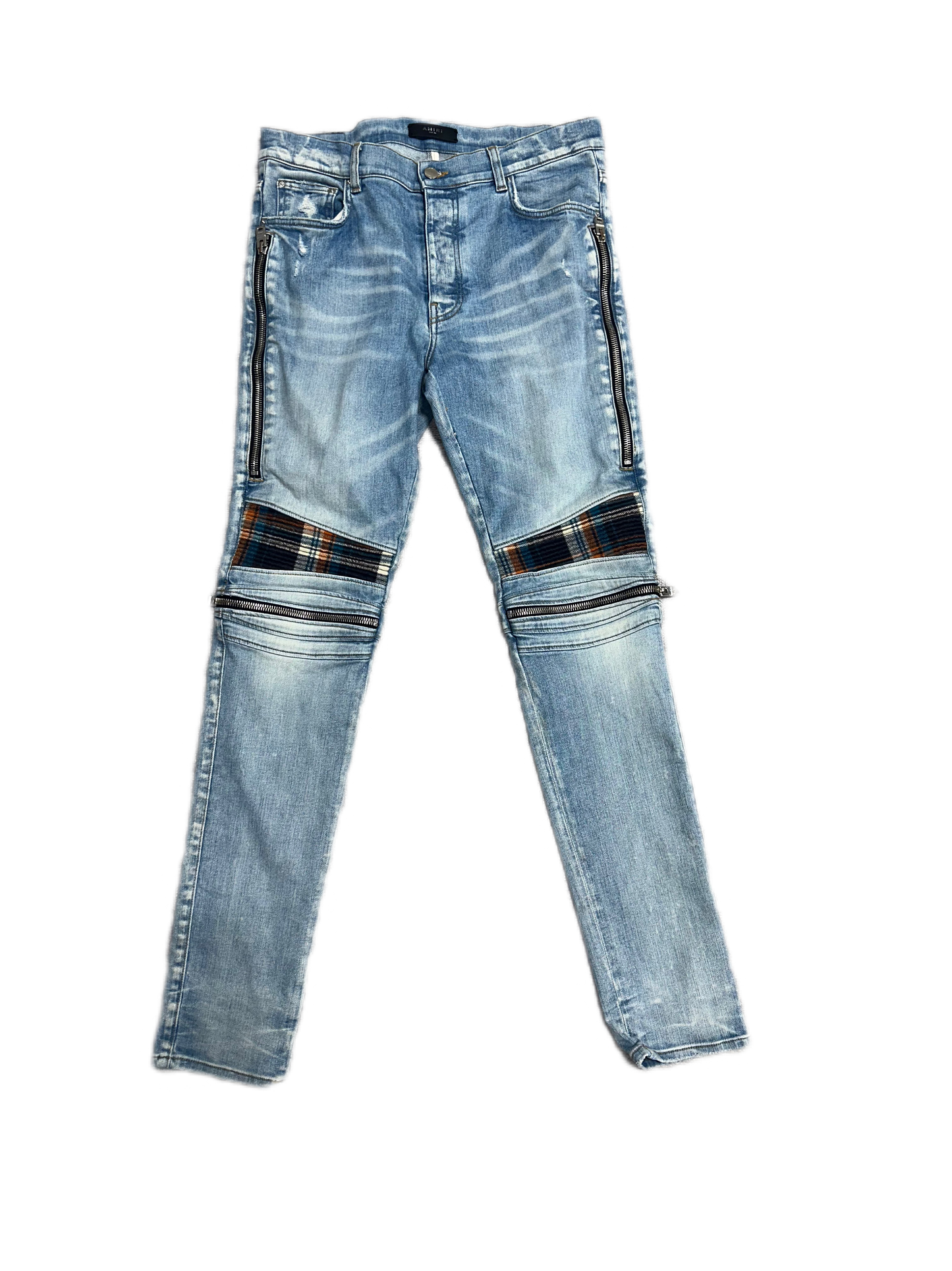Amiri Jeans MX2 Plaid Clay Indigo (PREOWNED)