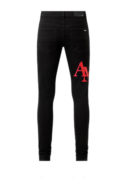 Amiri Jeans Staggered Logo Black/Red
