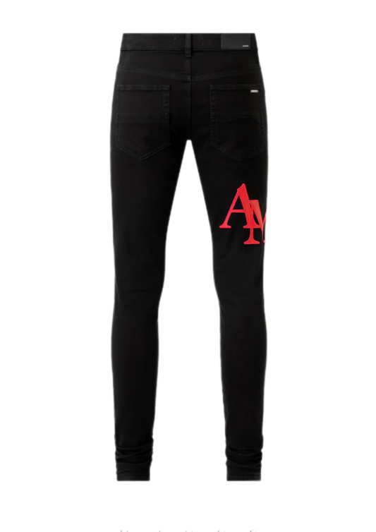 Amiri Jeans Staggered Logo Black/Red