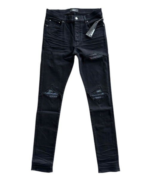 Amiri Jeans MX1 Multicolored Paisley Patch Black