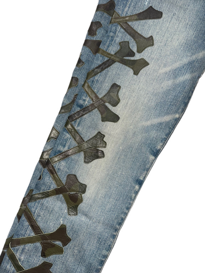 Amiri Jeans Bones Camo Clay Indigo