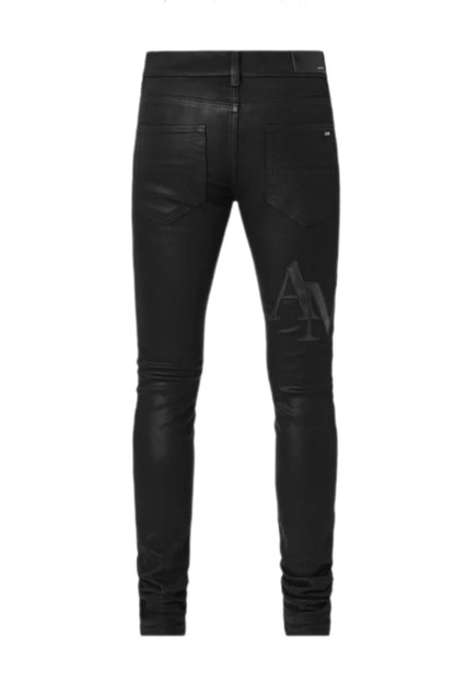 Amiri Jeans Waxed Staggered Logo Black Wax