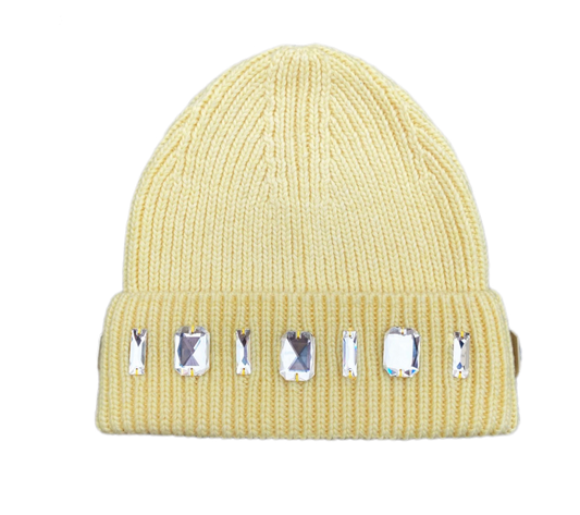 Louis Crown Rhinestone Beanie Buttercream