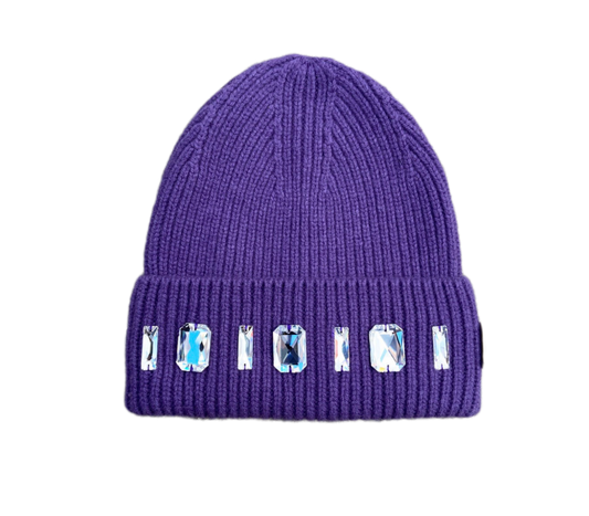 Louis Crown Rhinestone Beanie Purple
