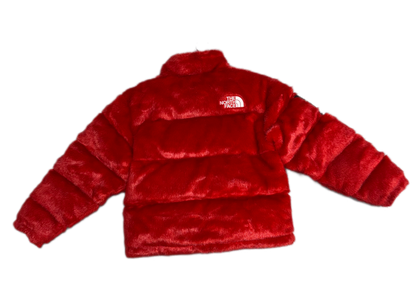 Supreme X The North Face Faux Fur Nuptse Jacket Red (PREOWNED)