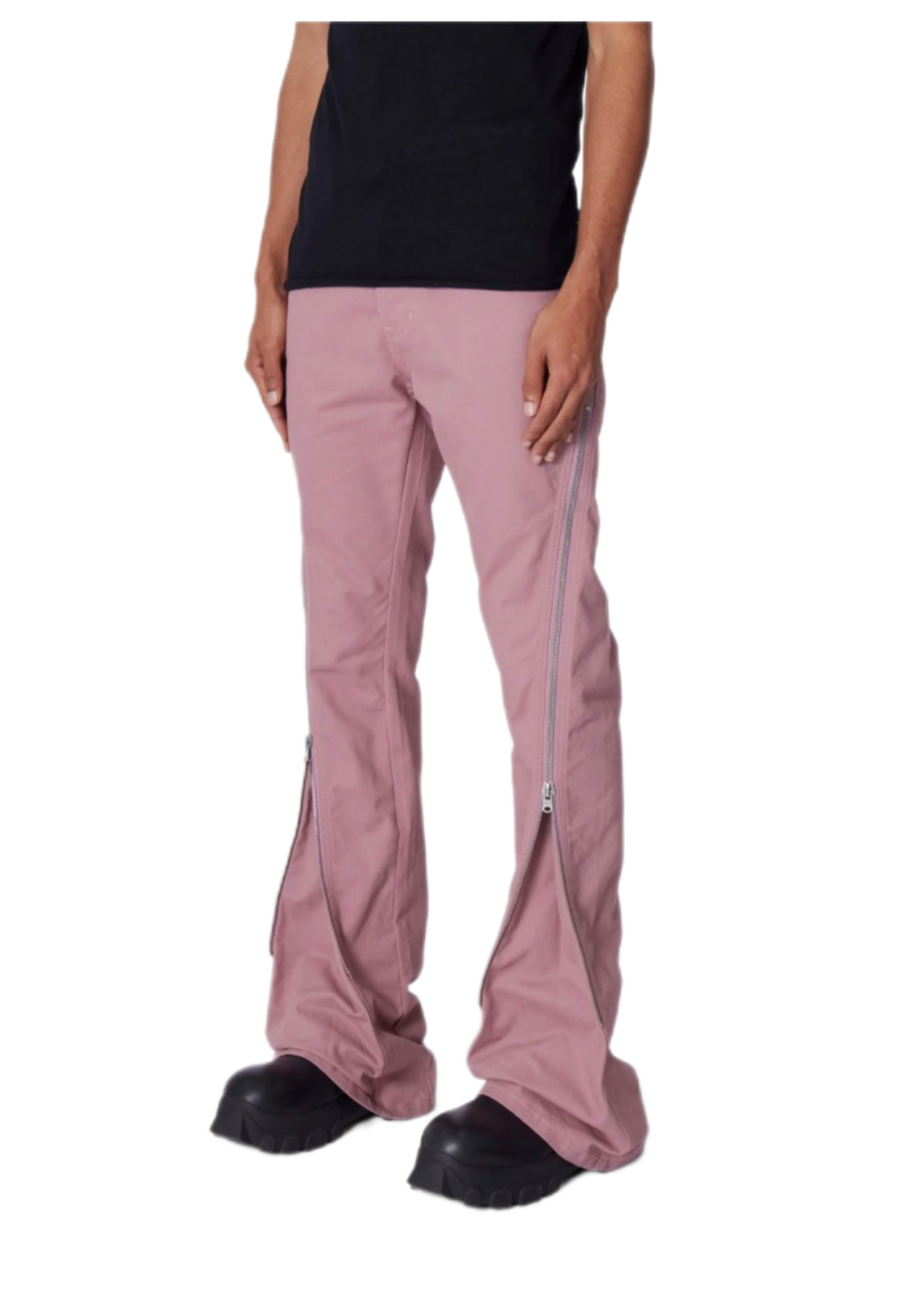 Mnml D519 Zipper Flare Denim Pink