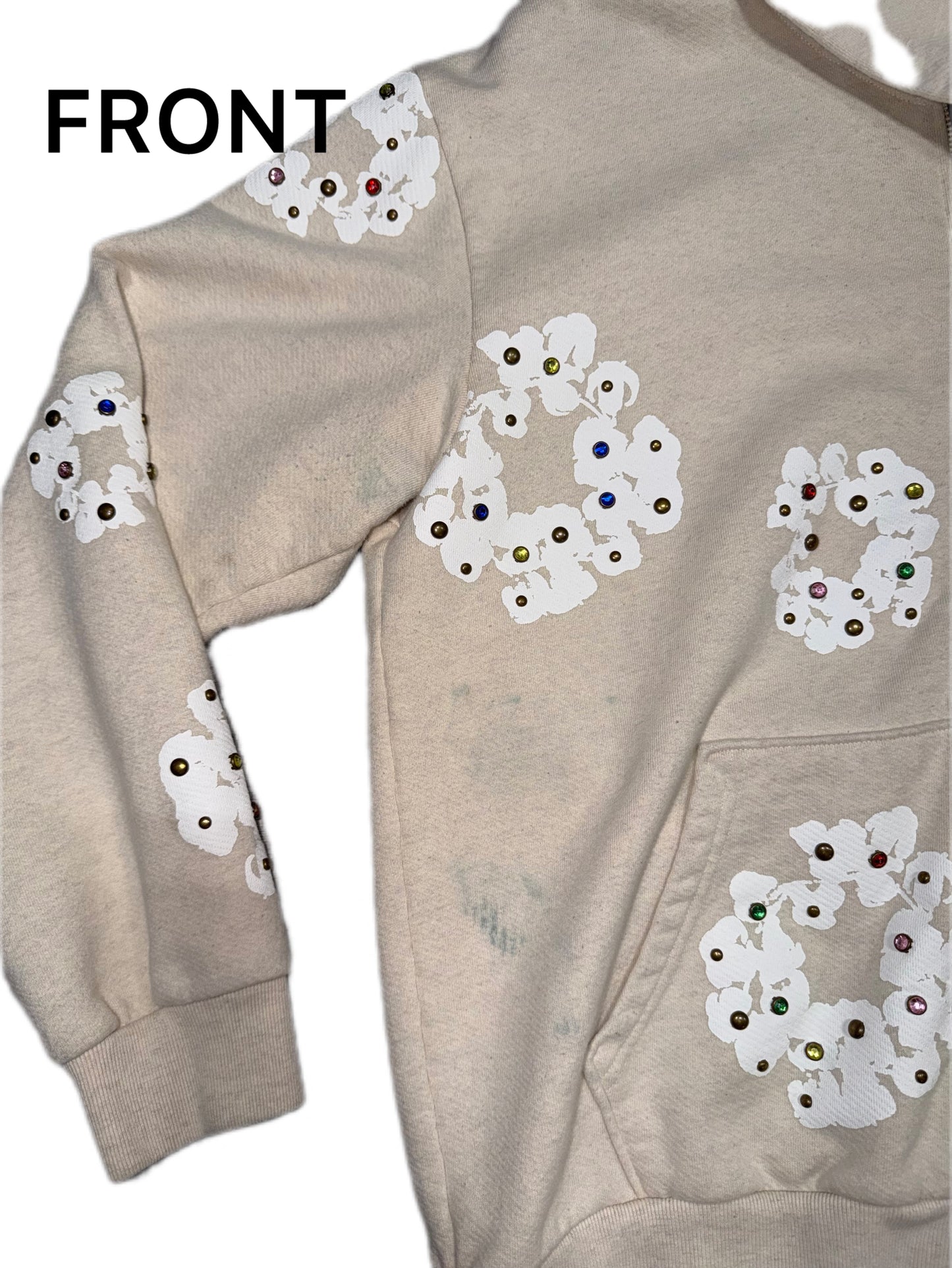 Denim Tears Rhinestone Zip-Up Oatmeal (PREOWNED)