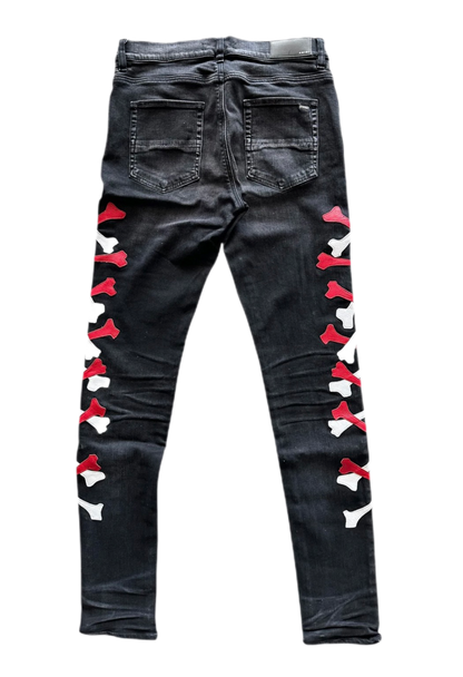 Amiri Jeans Bones White/Red Aged Black