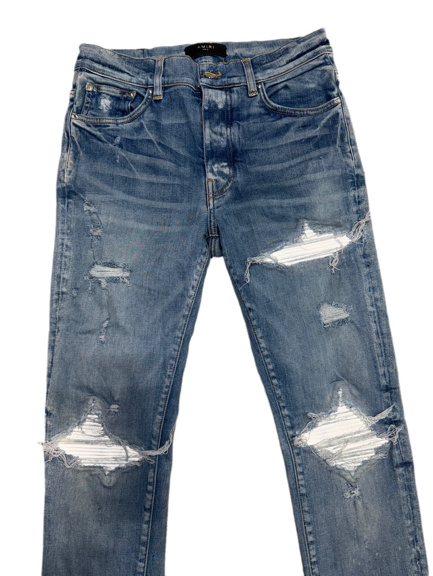 Amiri Jeans MX1 White Leather Patch Clay Indigo