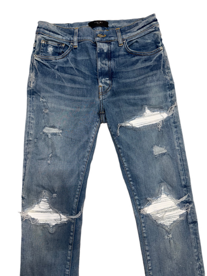 Amiri Jeans MX1 White Leather Patch Clay Indigo