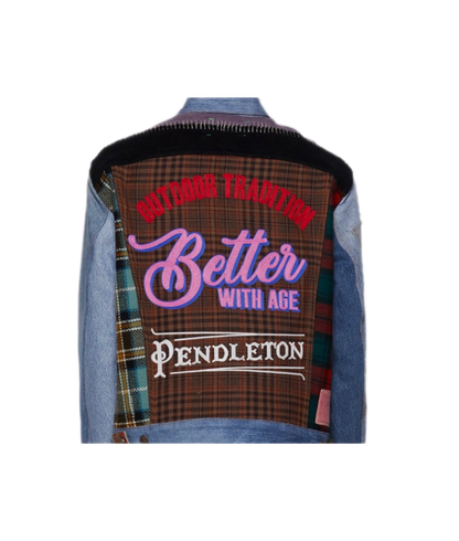 Better With Age Albany Mixed Media Denim Jacket Blue