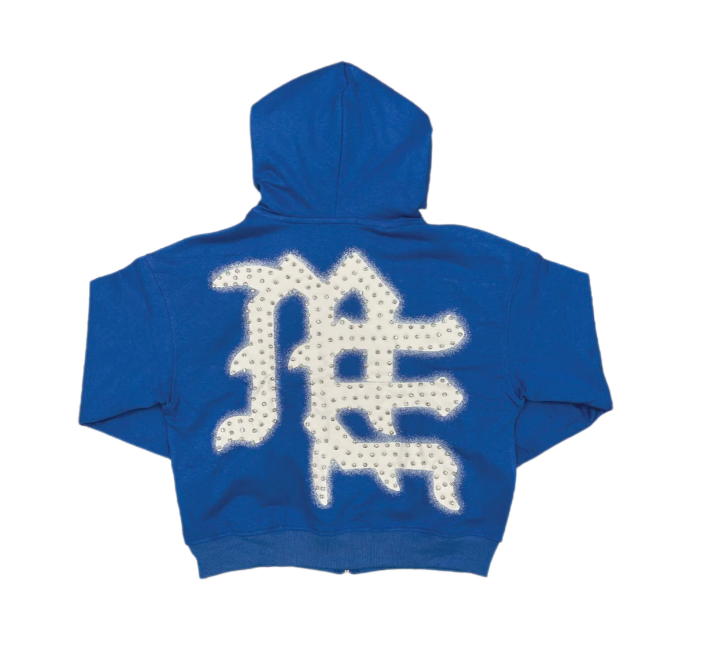 Mixed Emotion End Rhinestone Zip-Up Blue