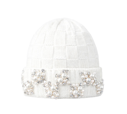 Louis Crown Obsidian Pearl Knitted Beanie