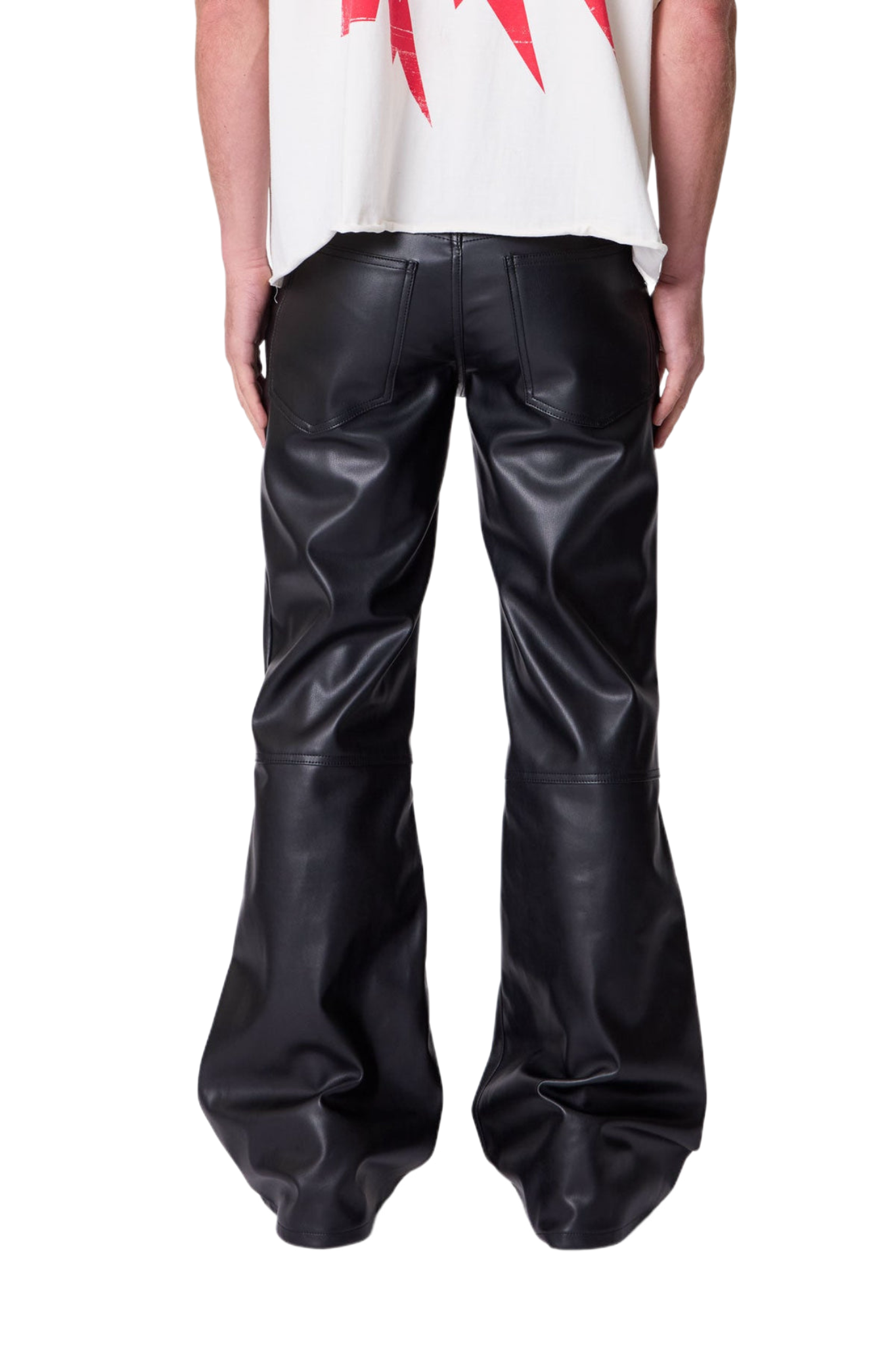 MNML Leather Flare Pants Black