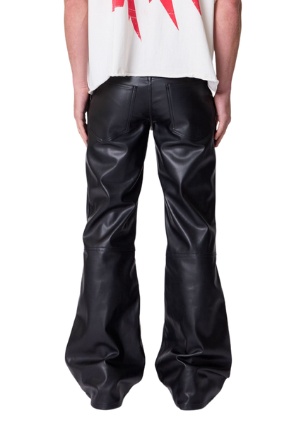 MNML Leather Flare Pants Black