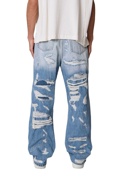 MNML Ultra Baggy Better Repaired Jeans Light Blue