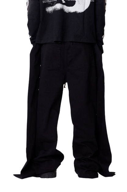 MNML Wide Panel Side Snap Pants Black