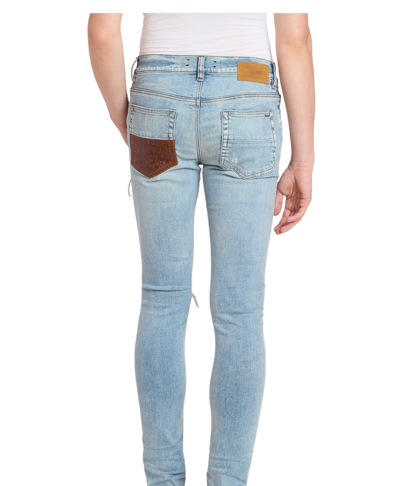 Amiri Jeans MX1 Croc Leather Aged Indigo