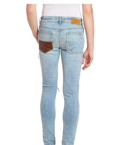 Amiri Jeans MX1 Croc Leather Aged Indigo