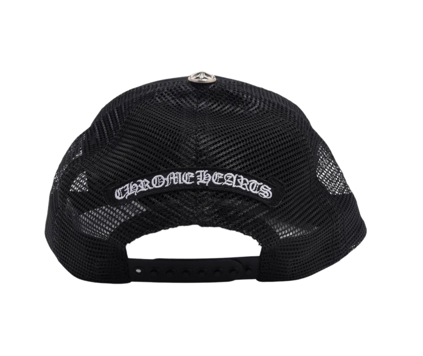 Chrome Hearts Cemetery Cross Orange Patch Trucker Hat Black