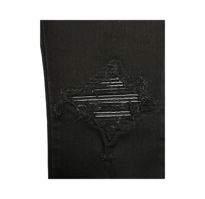 Amiri Jeans MX1 Black On Black Leather Patch