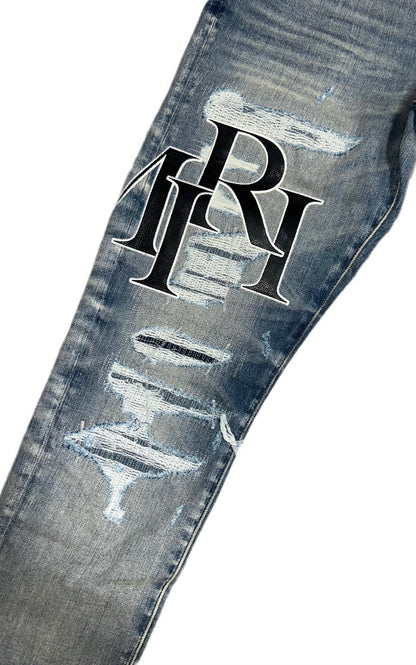 Amiri Jeans Staggered Logo Vintage Indigo