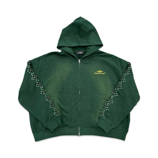 Happy Memories Don't Die Crystal Zip-Up Green