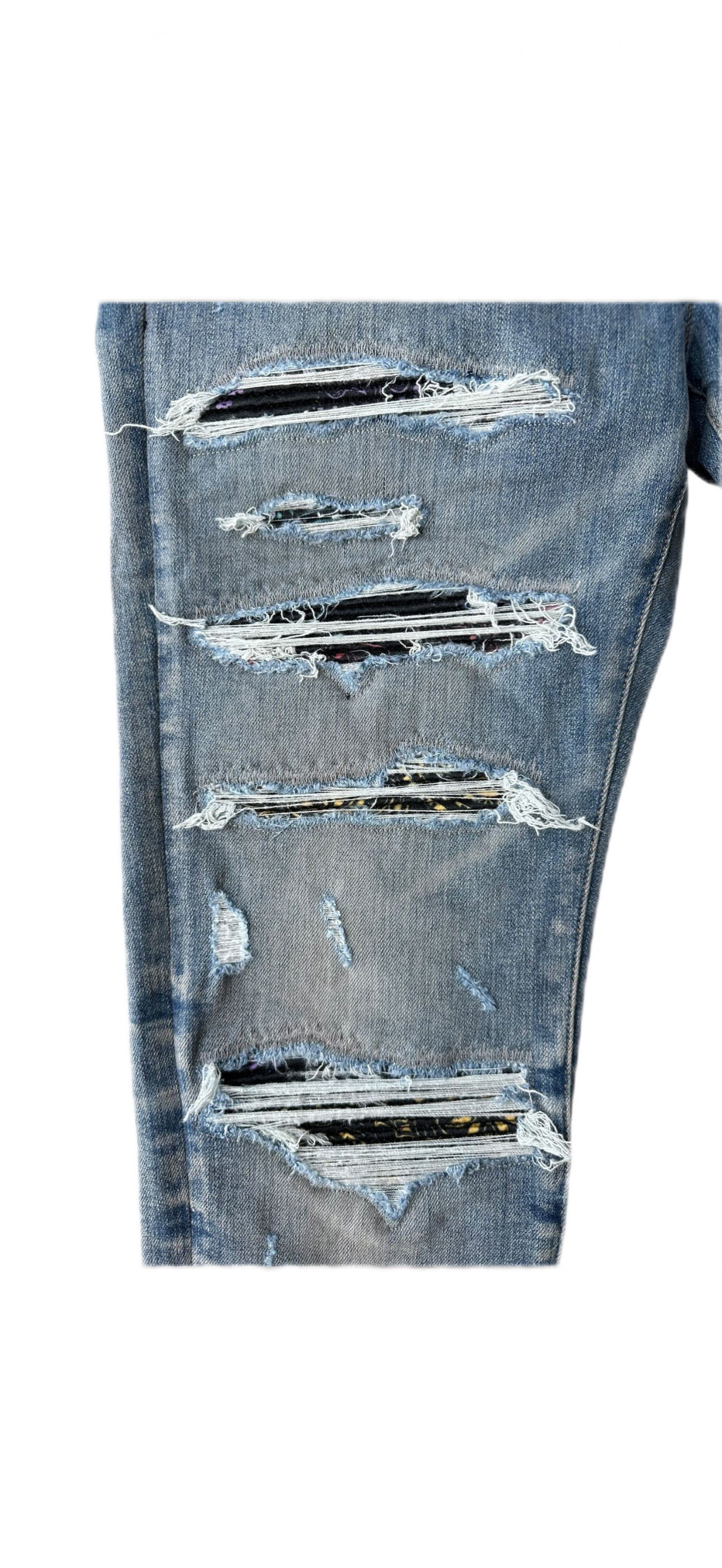 Amiri Jeans Thrasher Rainbow Paisley Patch Clay Indigo