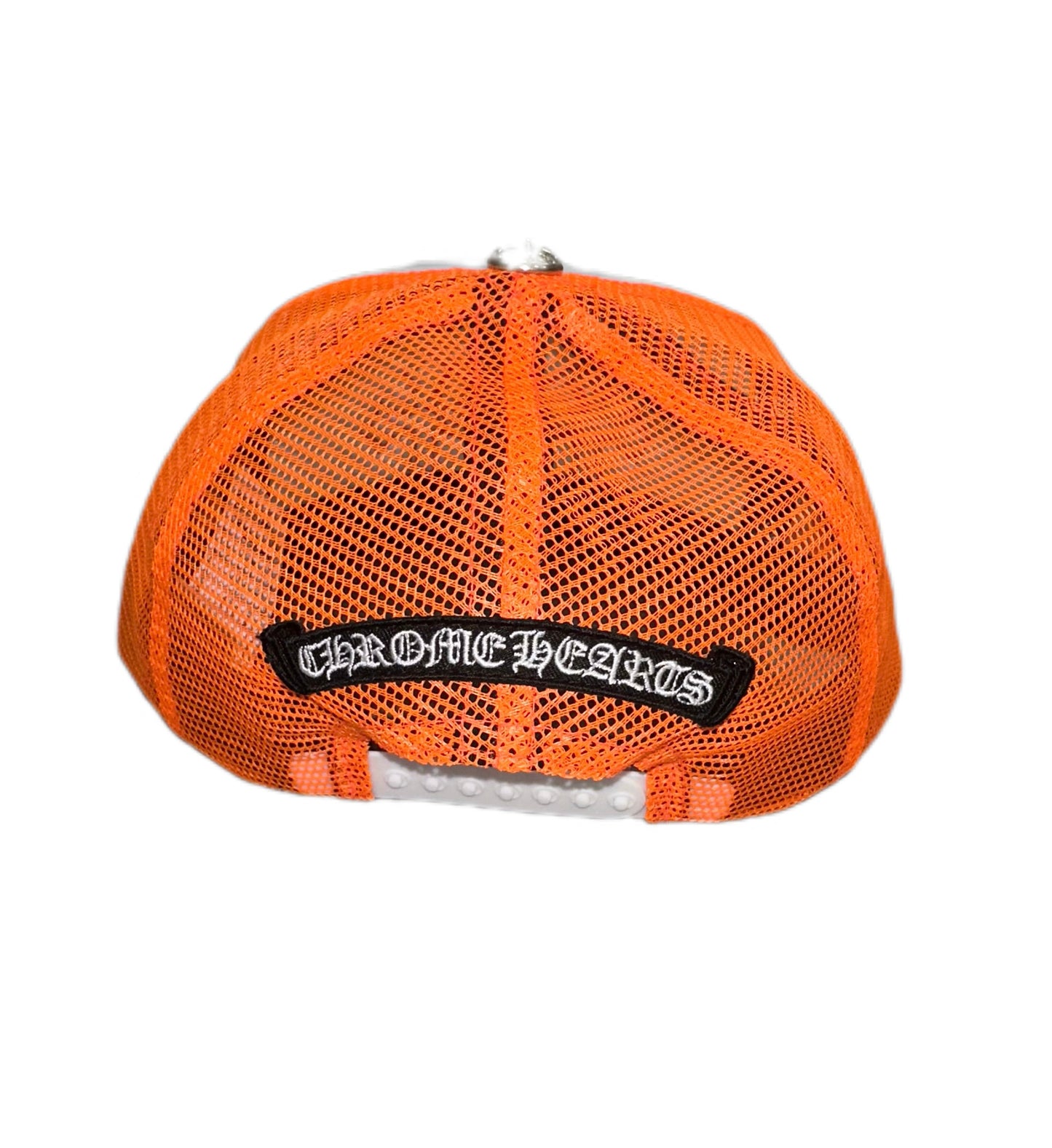 Chrome Hearts Cemetery Cross Patch Trucker Hat Neon Orange