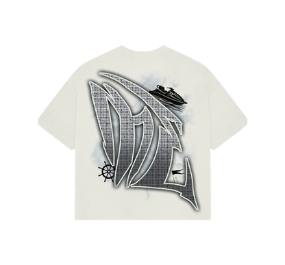 Mixed Emotion Rhinestone Jetski T-Shirt Cream