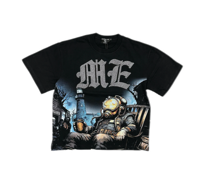 Mixed Emotion Astronaut Rhinestone T-Shirt Black