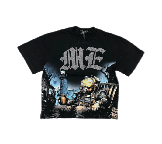 Mixed Emotion Astronaut Rhinestone T-Shirt Black