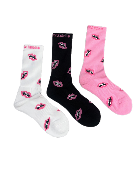 Chrome Hearts Matty Boy Chomper Socks Pink Lips