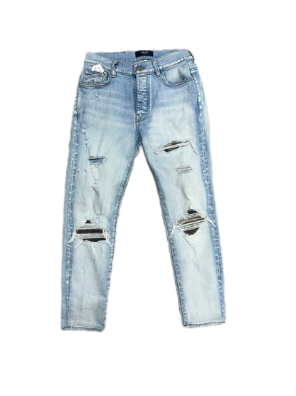 Amiri Jeans MX1 Camo Patch Light Indigo (PREOWNED) Size:32