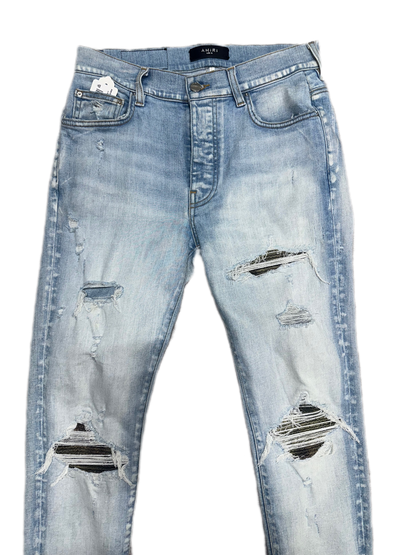 Amiri Jeans MX1 Camo Patch Light Indigo (PREOWNED) Size:32