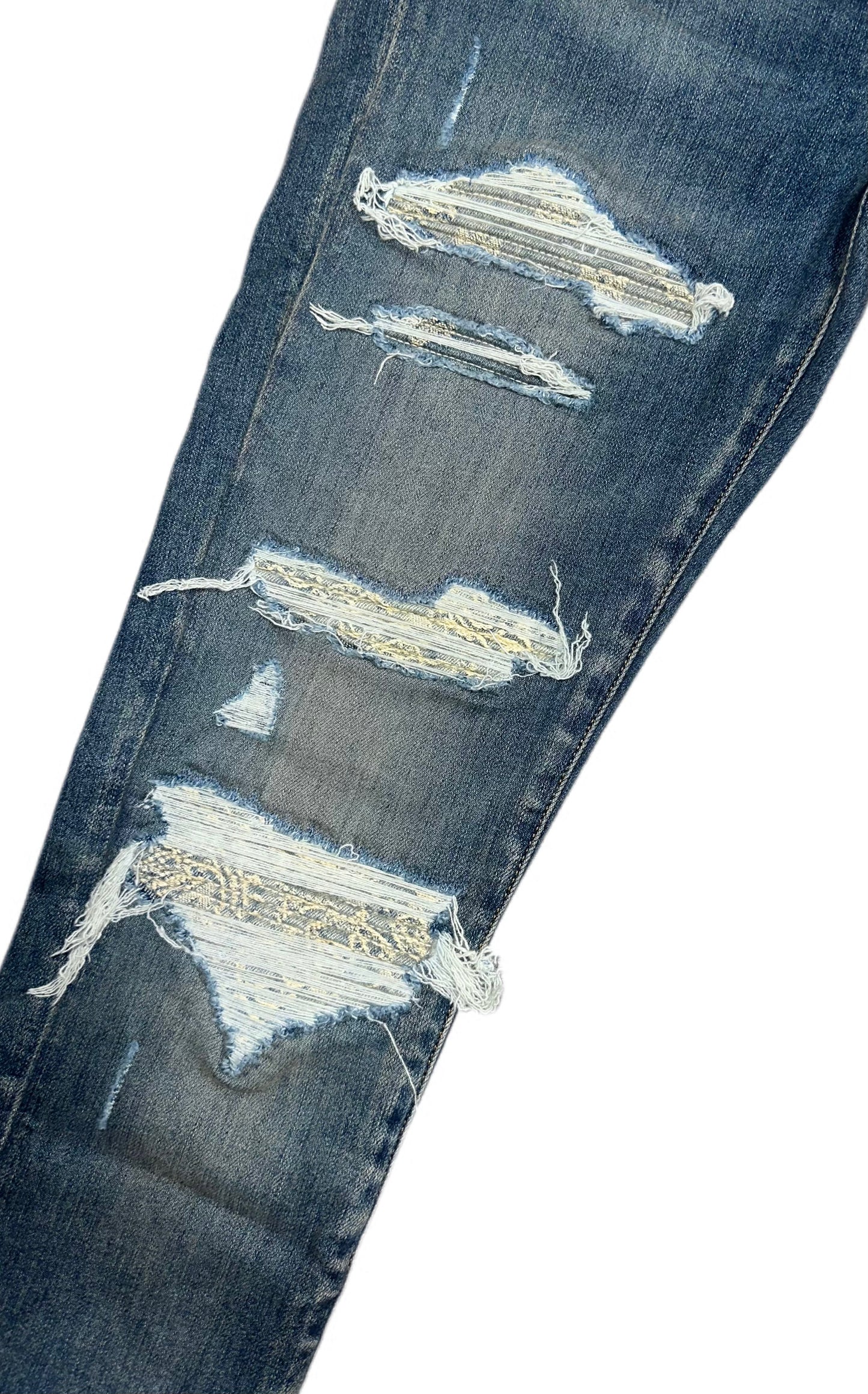 Amiri Jeans Thrasher Bandana Jacquard Crafted Indigo