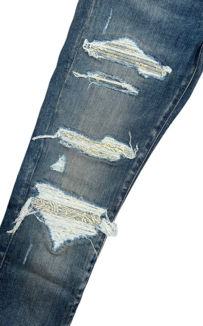 Amiri Jeans Thrasher Bandana Jacquard Crafted Indigo