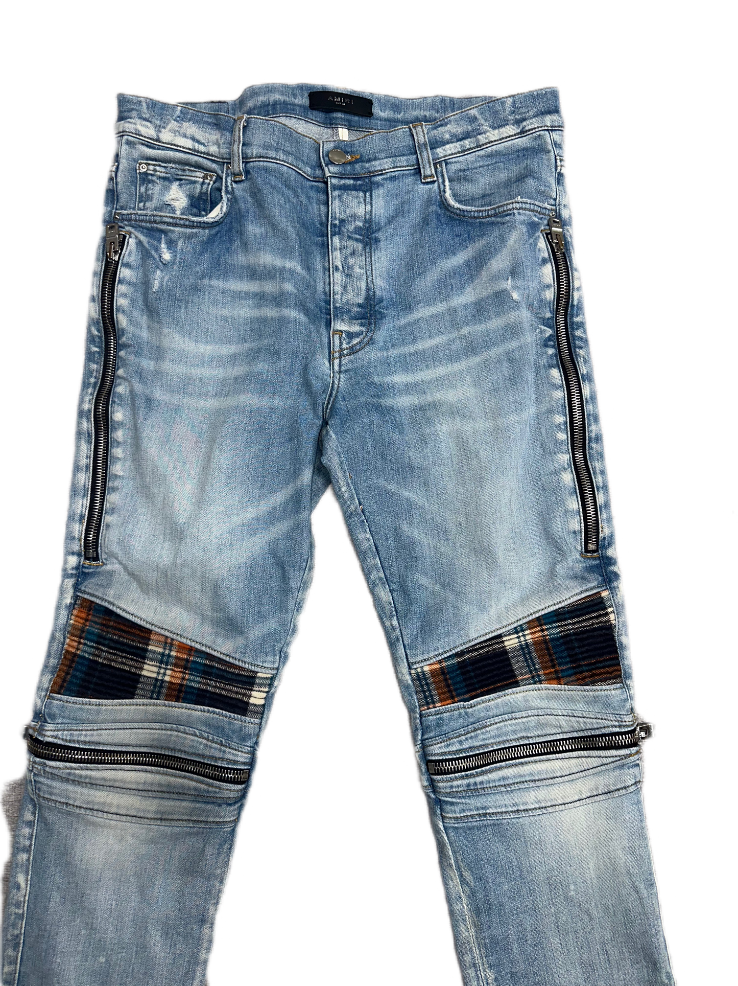 Amiri Jeans MX2 Plaid Clay Indigo (PREOWNED)